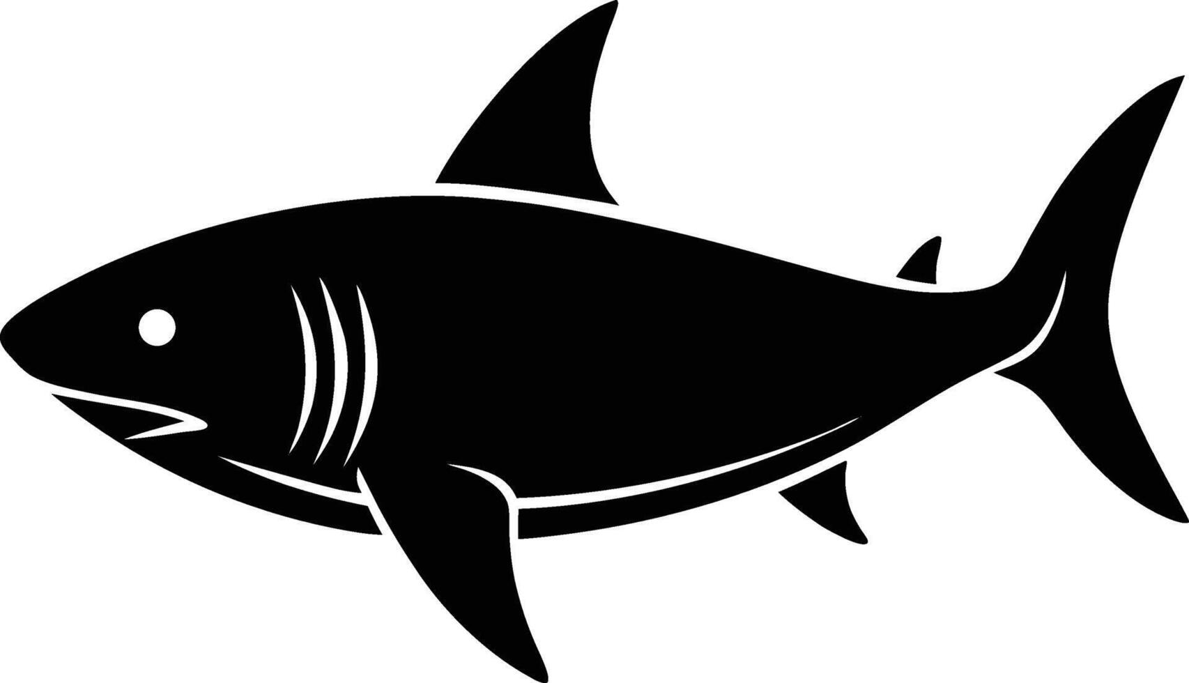 shark silhouette icon on solid white background. vector