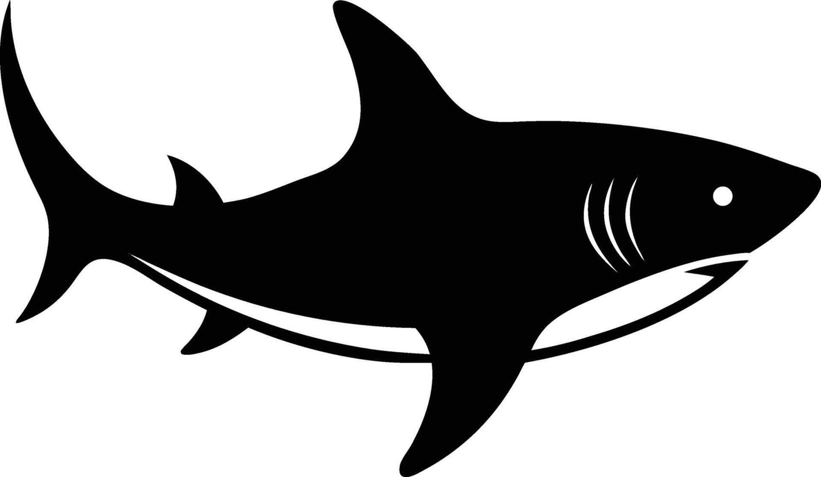 shark silhouette icon on solid white background art. vector