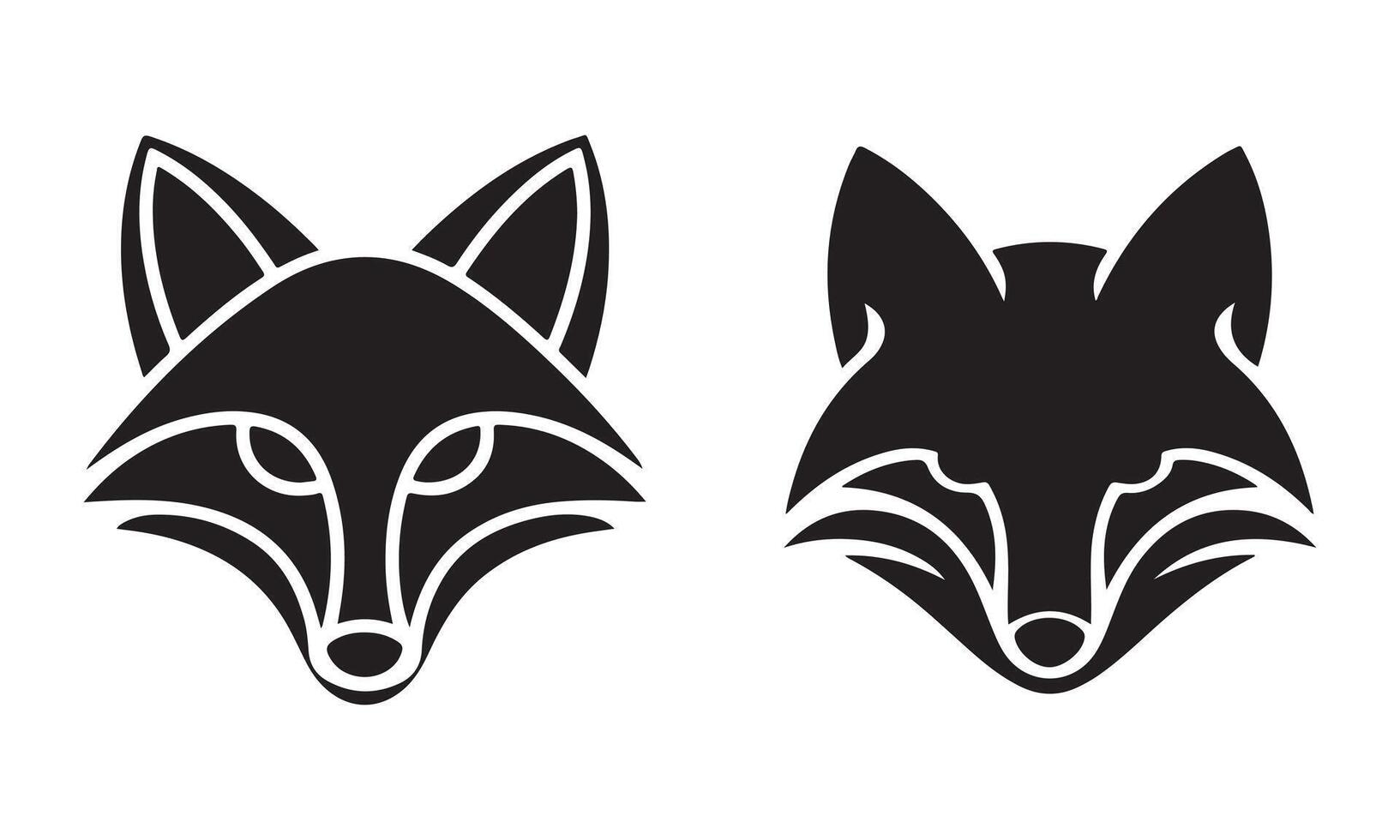 Fox Head Logos Silhouettes. vector