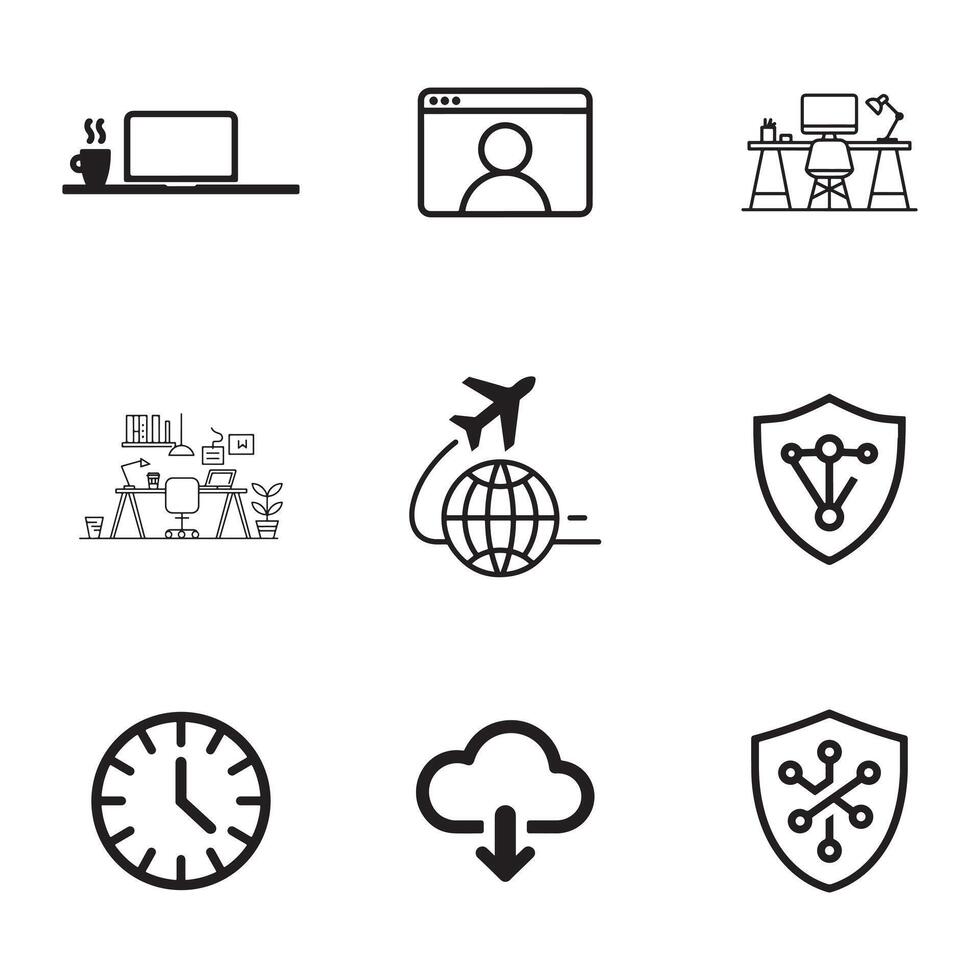 Work from Anywhere and Digital Nomad Icons Pack vector