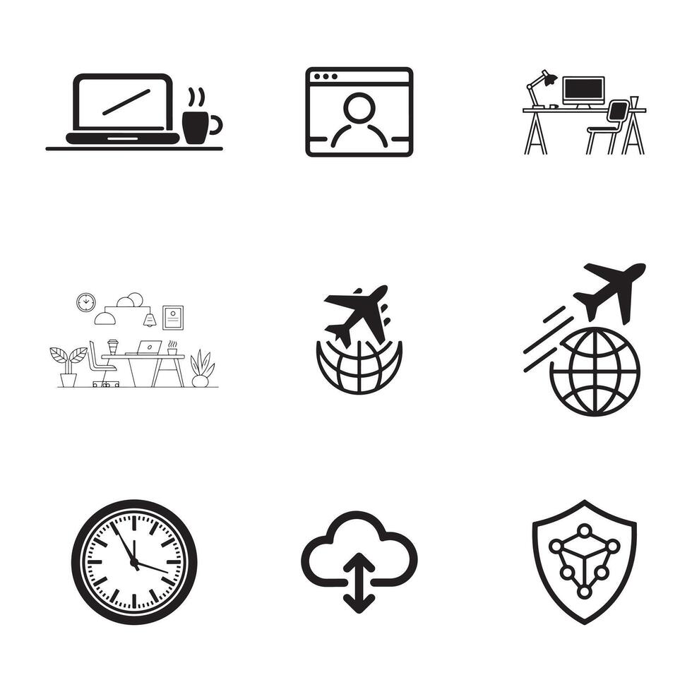 Freelancing and Virtual Office Icons Collection vector