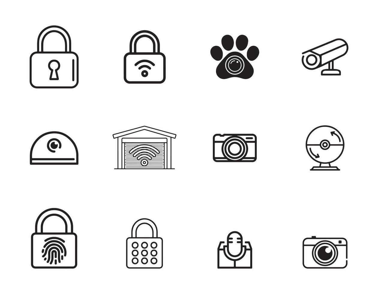 Smart Home Security and Access Control Icons Set vector