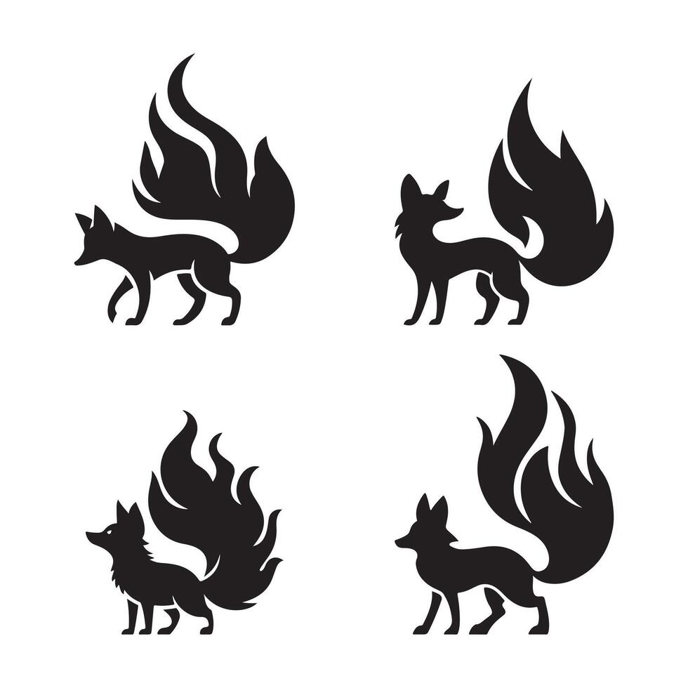 Fox Silhouettes. Fully editable vector
