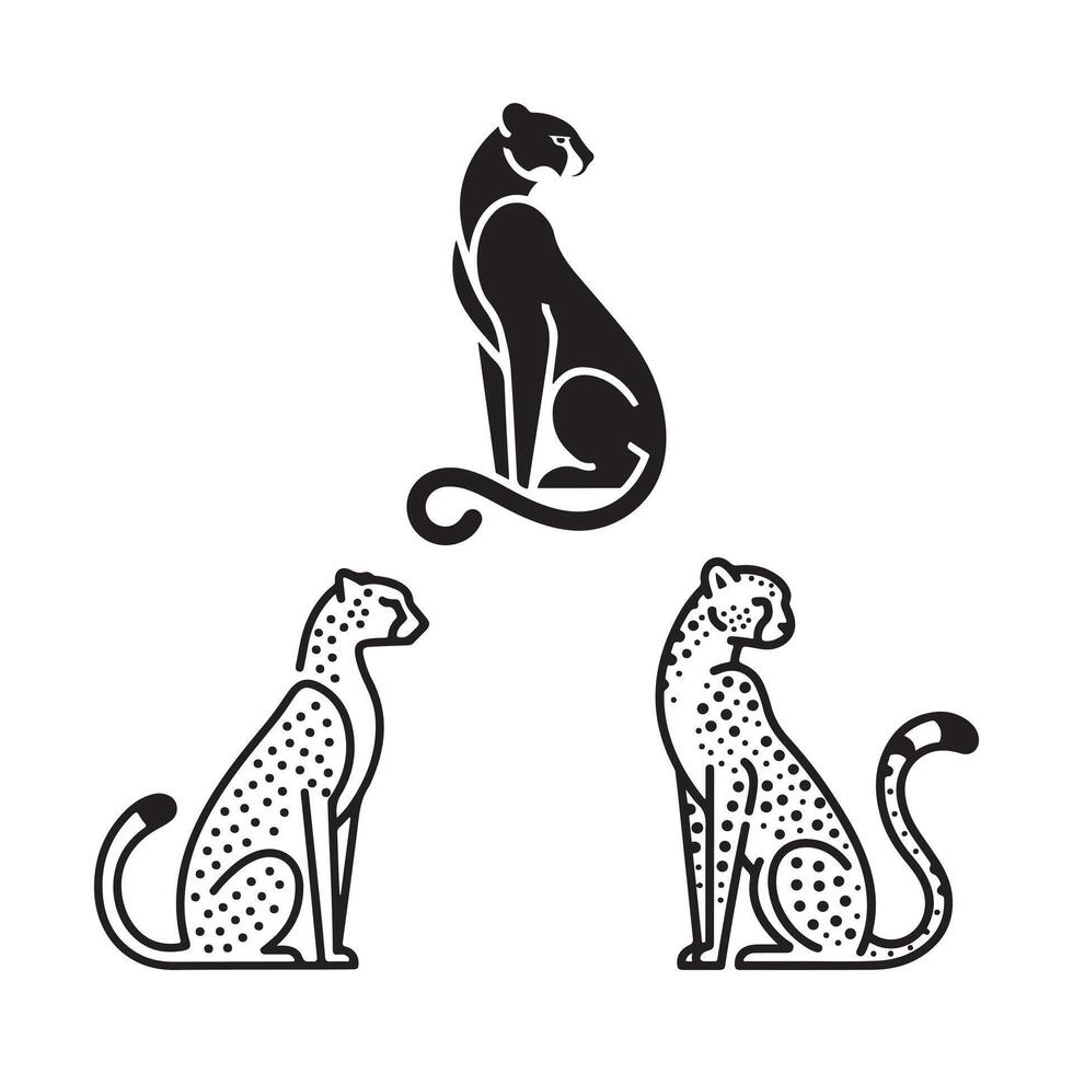 Cheetah Silhouette Design. Fully editable Flat and Outline. vector