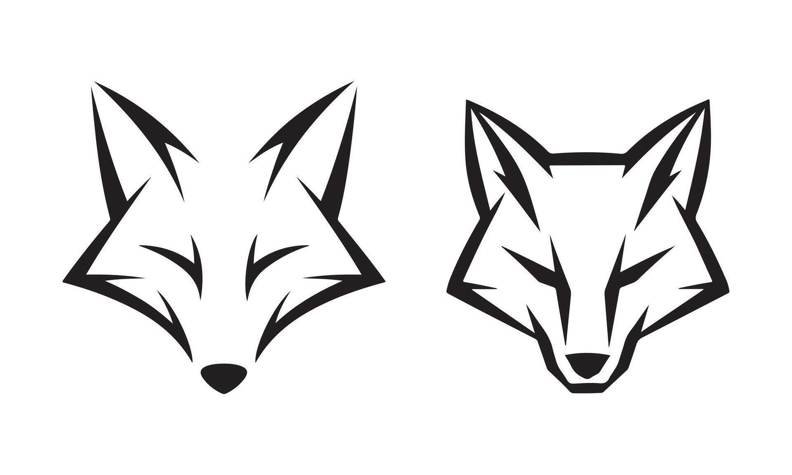 Fox Head Logos Silhouettes. Fully editable vector