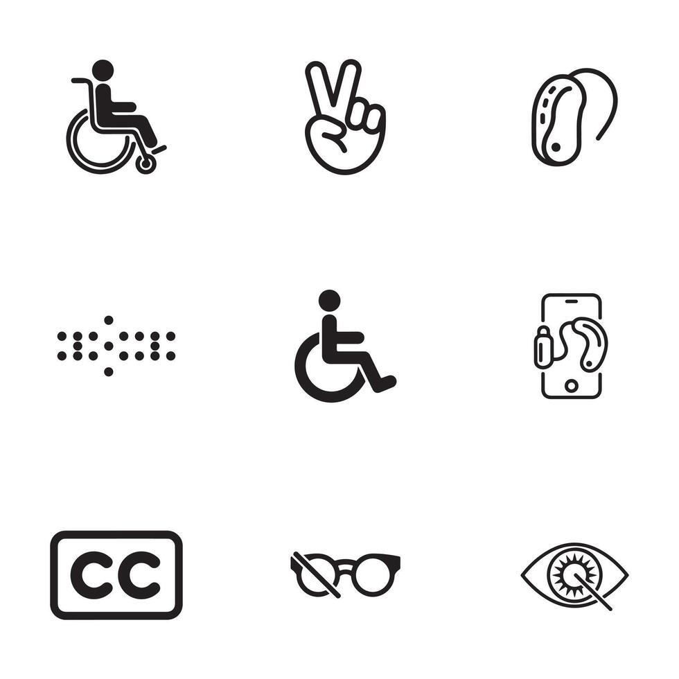 Universal Accessibility and Inclusive Design Icons Set vector