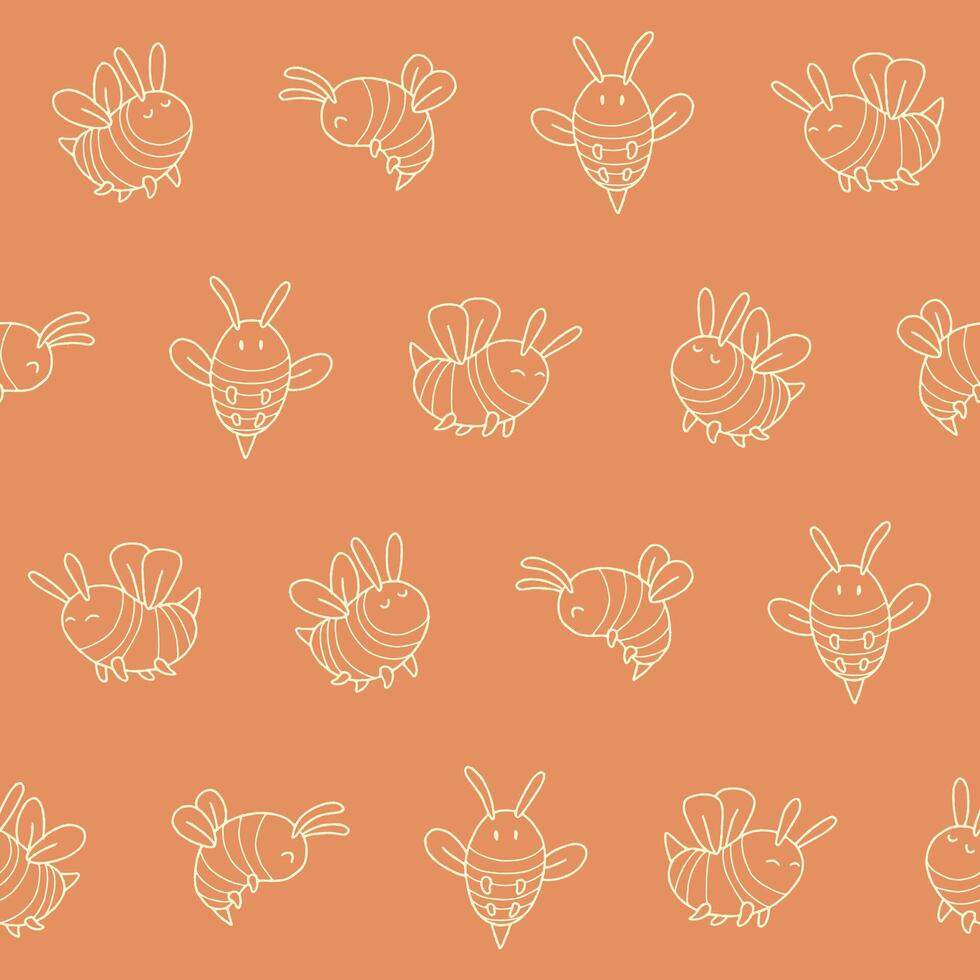 Outline Bee Seamless Pattern Background for Print Fabric Surface Fashion Wrapping vector