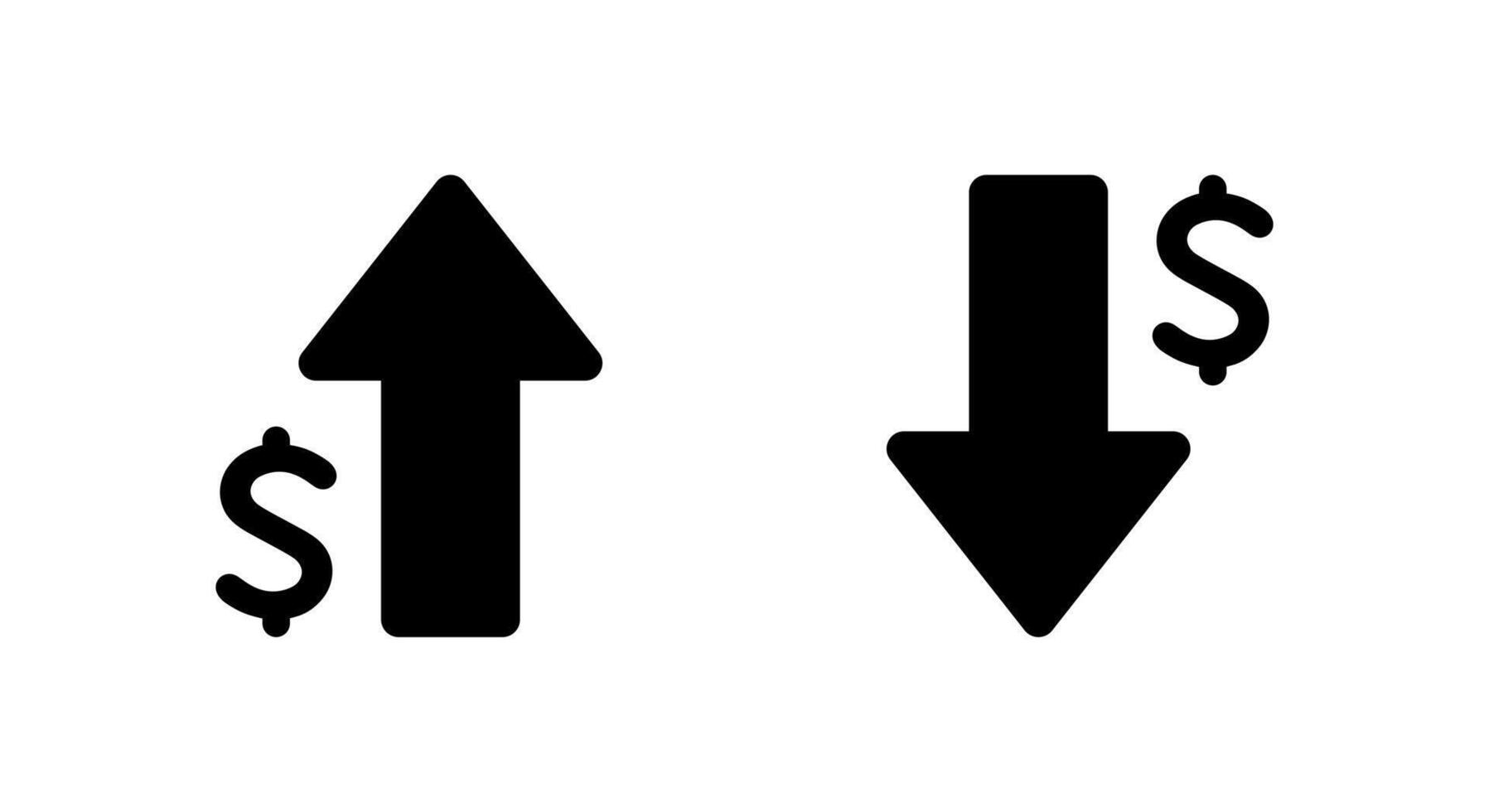 Dollar arrow up and down icon isolated on white background. USD growth and decline sign symbol vector