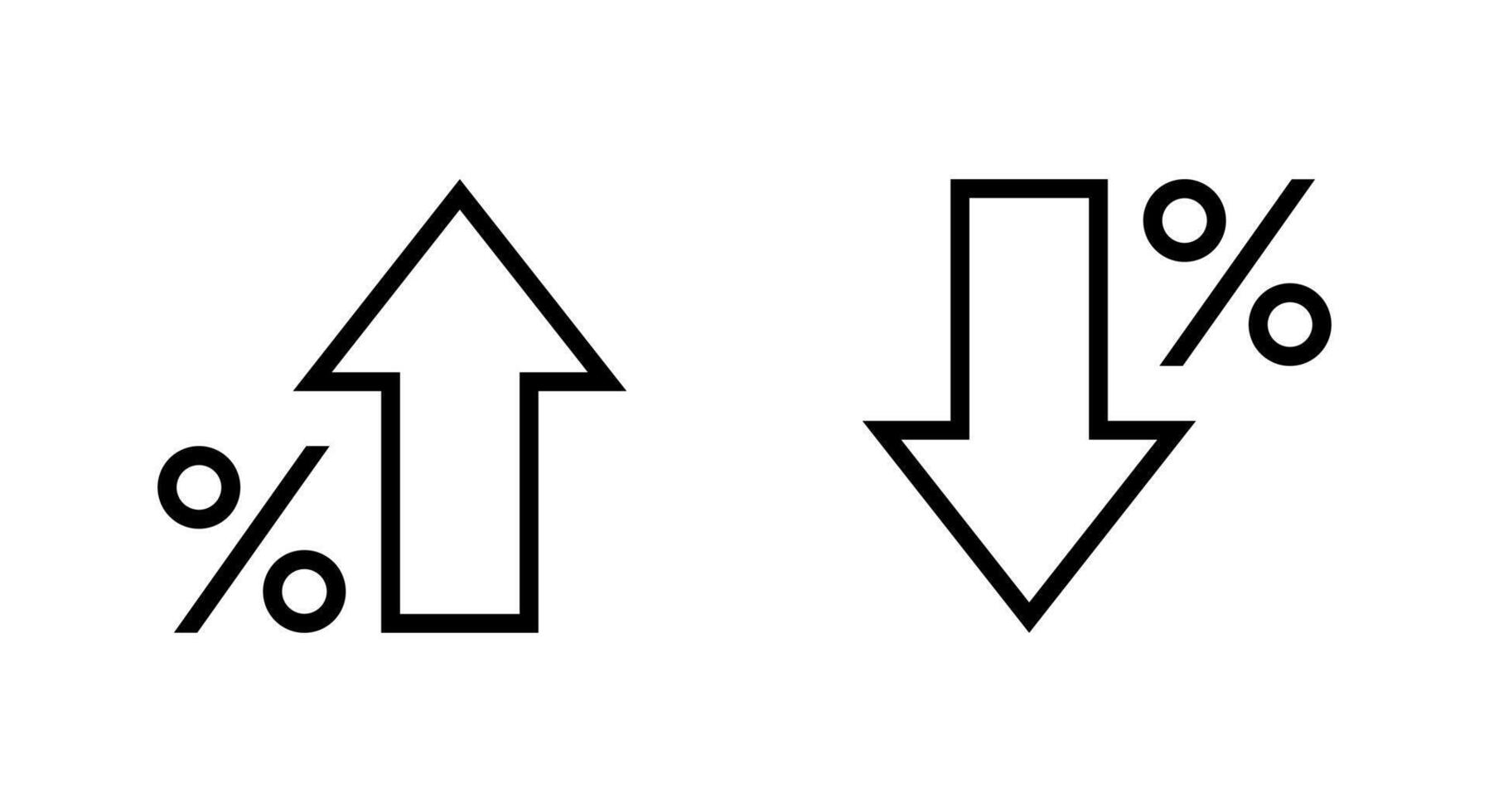 Percent growth and decline outline icon. Percentage arrow up and down sign symbol vector