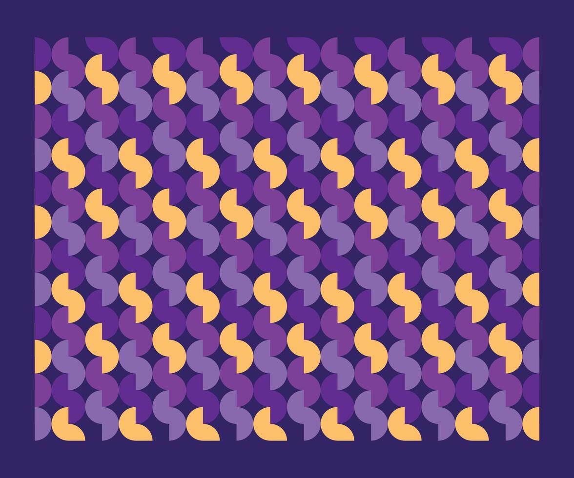 Repeating abstract texture with a geometric pattern featuring semicircles in purple and gold tones vector