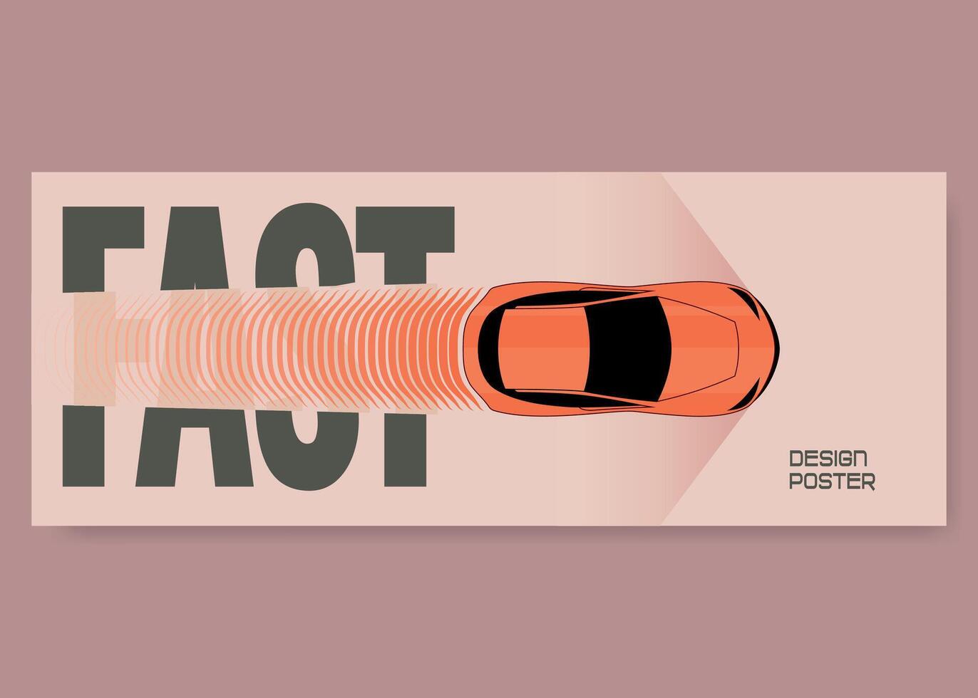 Minimalist poster of a fast sports car with a speed effect in a modern design vector