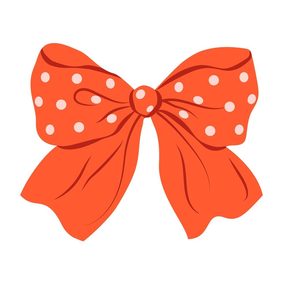Coquette red bow isolated on transparent background. Trendy hair braiding accessory. vector