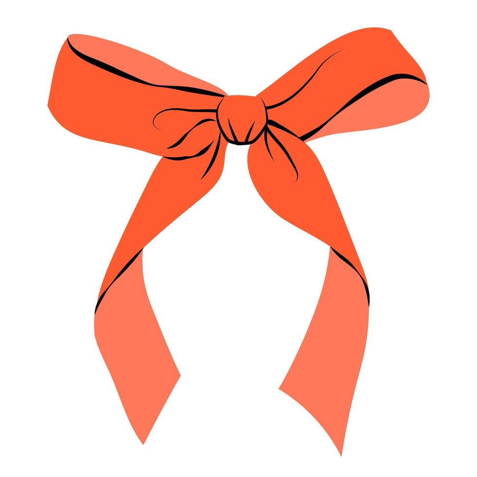 Red ribbon bow isolated on transparent background. vector