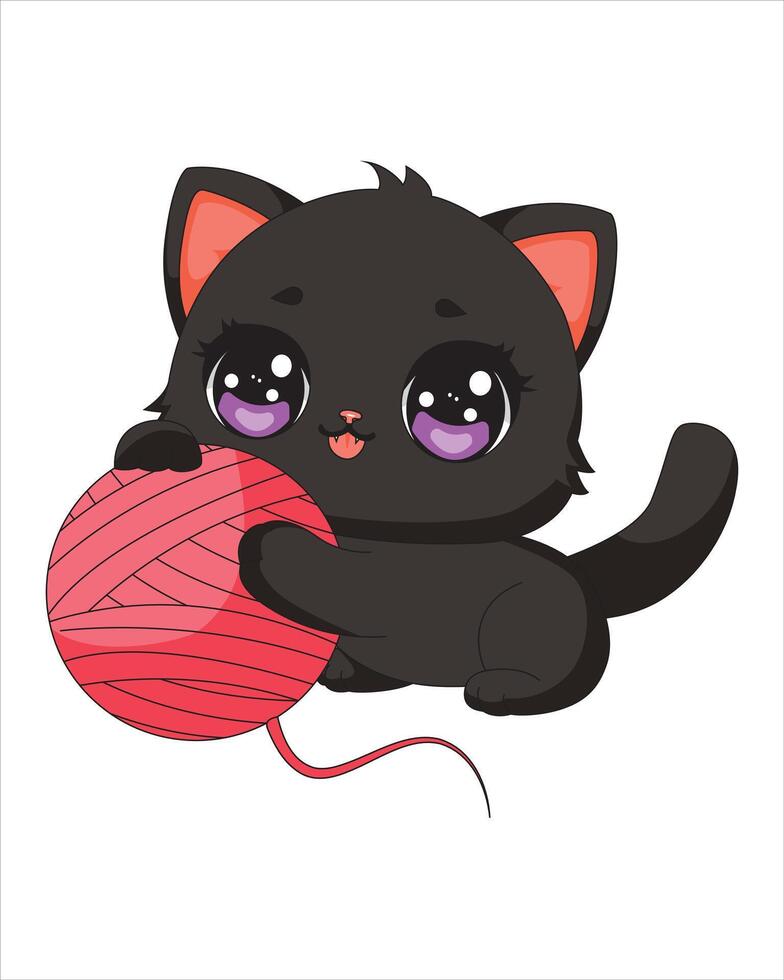 Chubby Cat Playing With Yarn Animal Mascot vector
