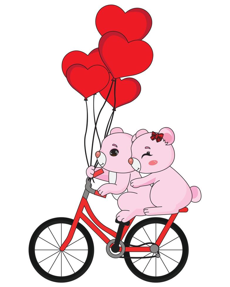 Bear Couple Riding Cycle Illustration vector