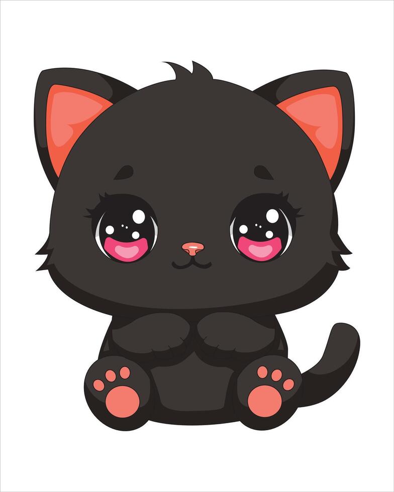 Cute Cat Sitting On Ground Feline Animal Mascot vector