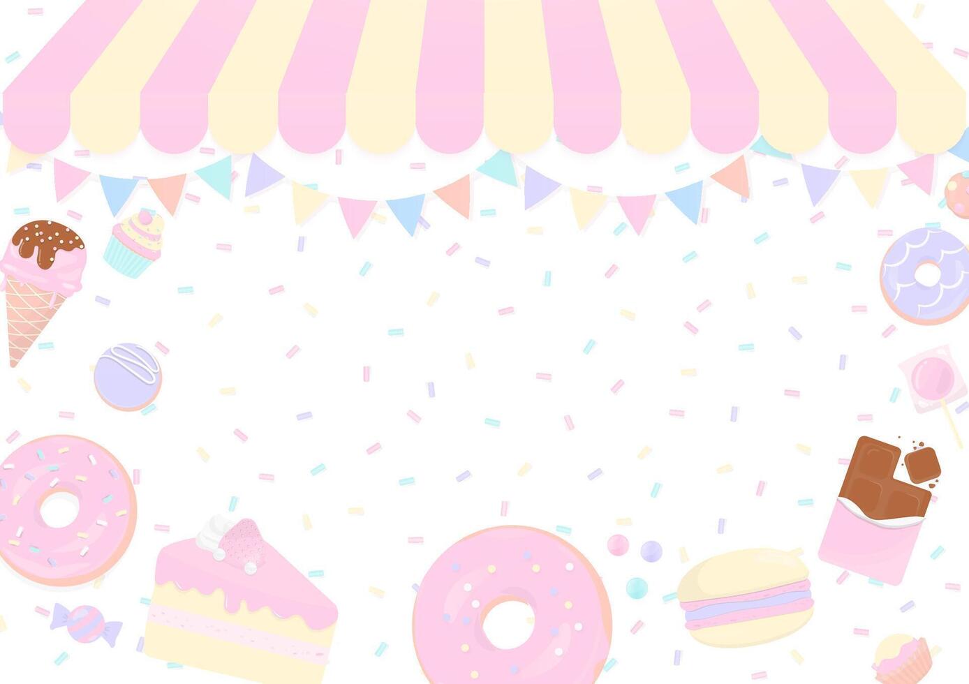 Pastel shop and dessert background vector