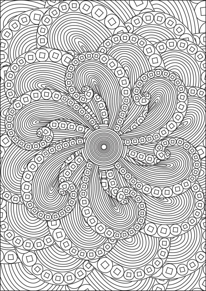 Outline Floral Pattern For Adult Coloring Page Art vector