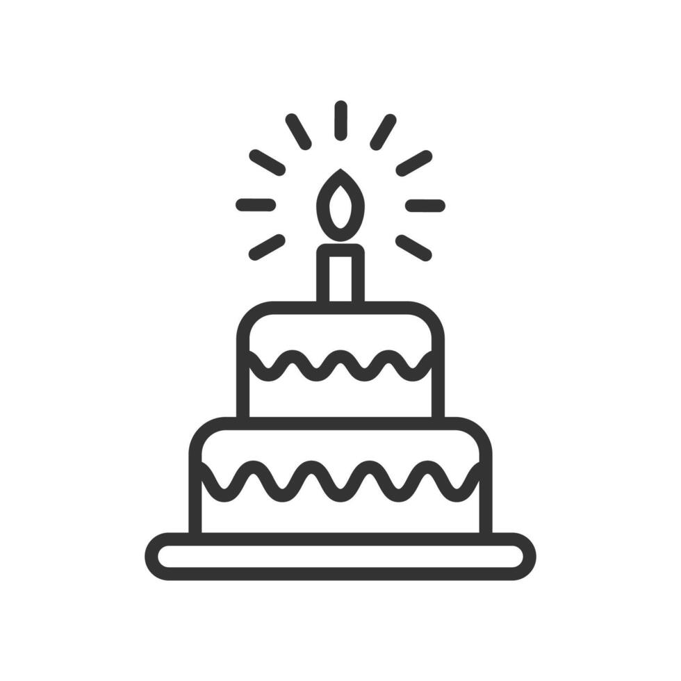 Birthday cake with candle icon shape isolated flat style. vector