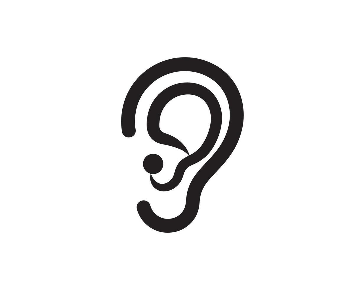 Ear Lobe Side View Outline icon design. vector