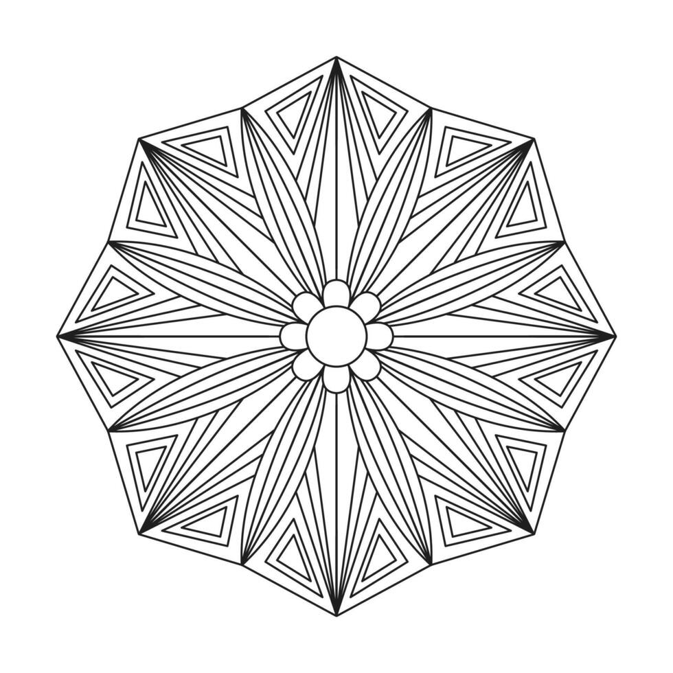 Geometric mandala flower for coloring book pattern on a white background vector