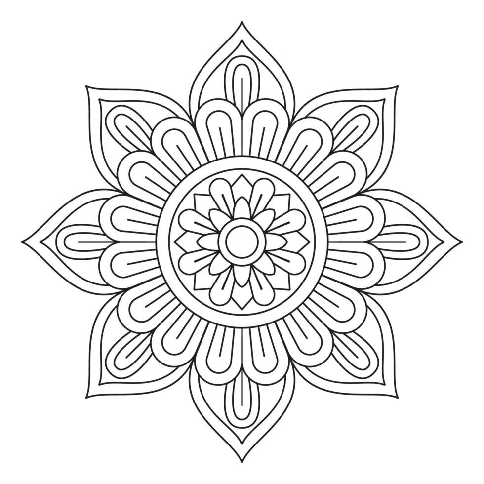 simple mandala pattern coloring pages mandala outline easy design for kids vector