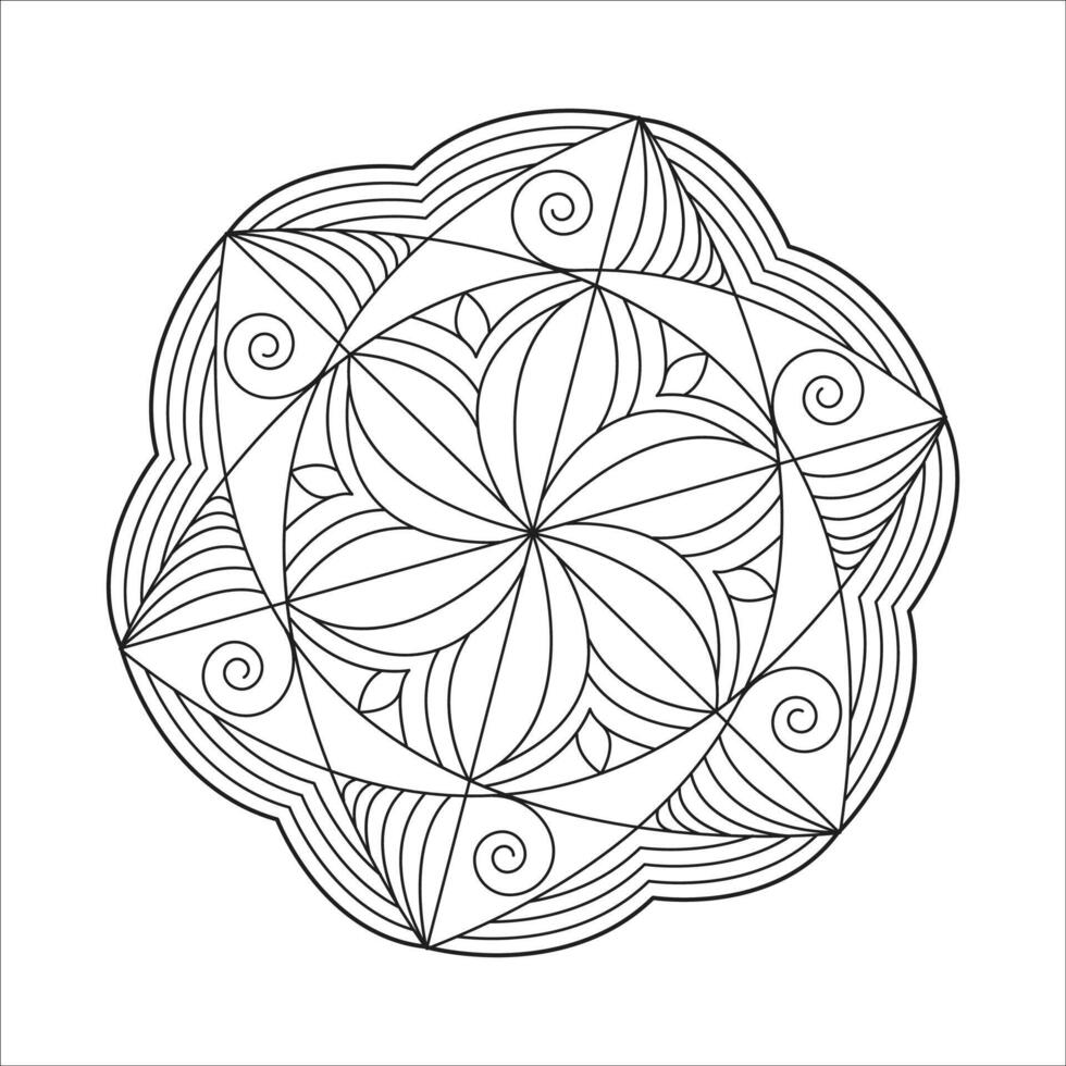 Simple geometric flower mandala for coloring book page vector