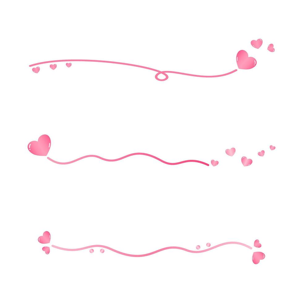 Cute collection of Pink hearts line. Can be use decorate any card, wed, letter. vector