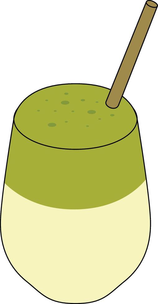 Creamy Matcha in a glass Drink Flat Illustration vector