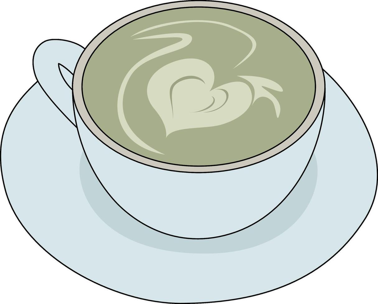 Matcha Latte in coffee cup Illustration vector