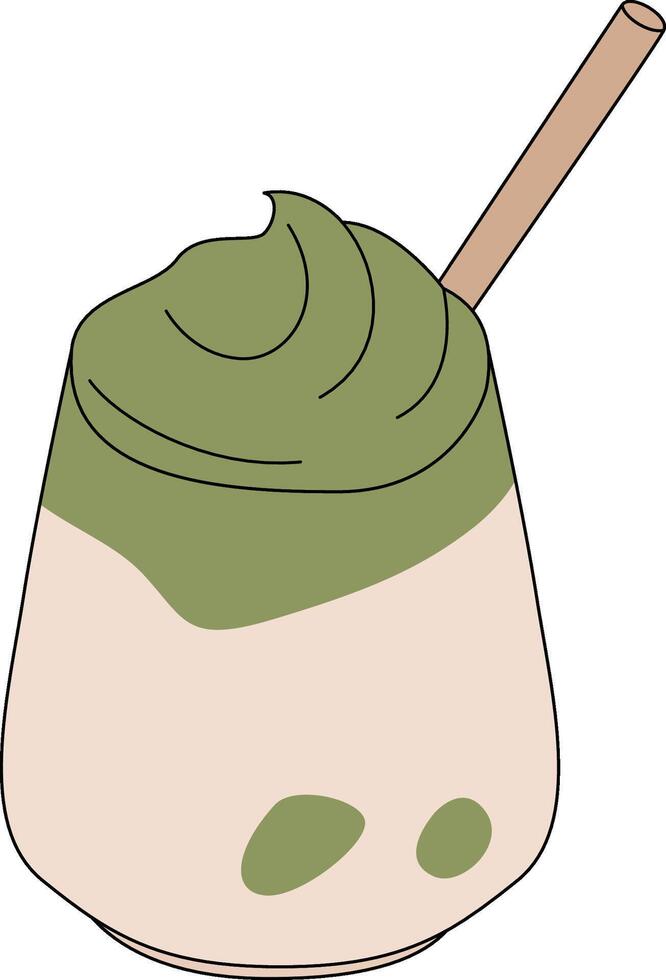 Yummy Matcha Latter Drink Flat Illustration vector