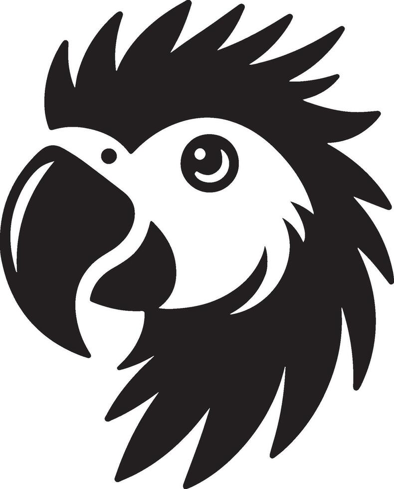 a black and white parrot head on a white background vector