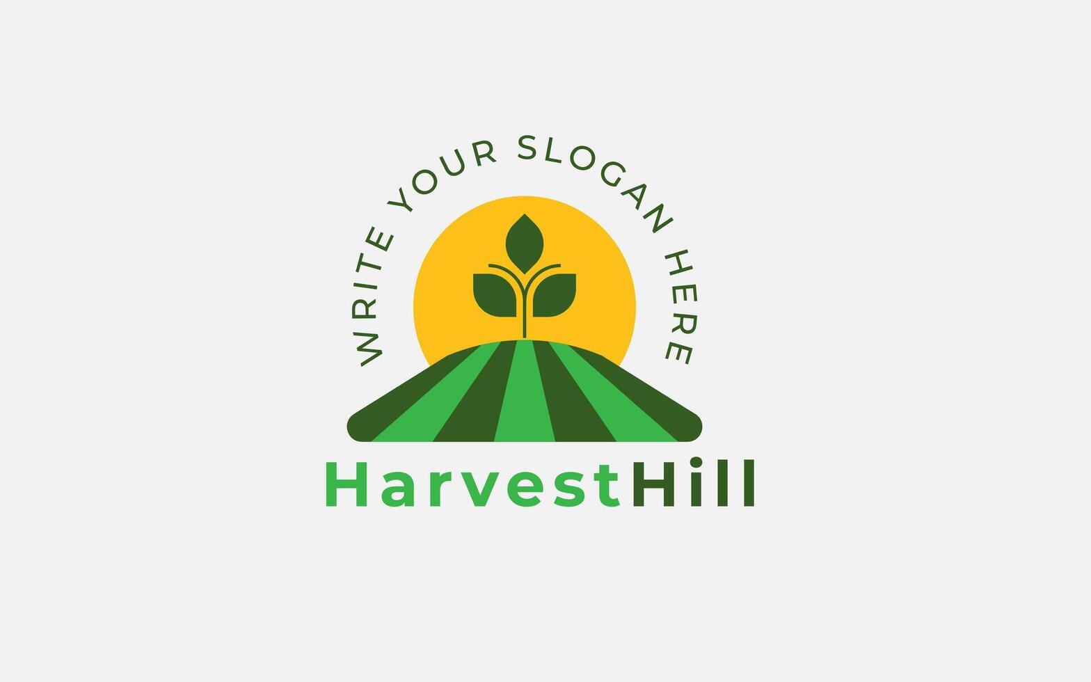 Harvest Hil Farming logo Concept for field sun and plant combination vector
