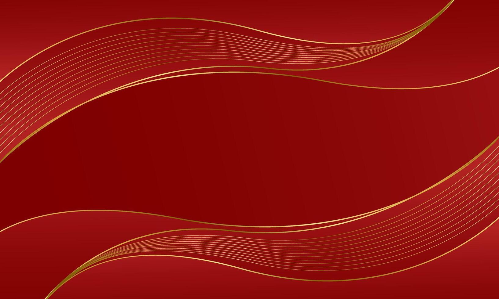 Minimalist luxury red and gold wave background vector