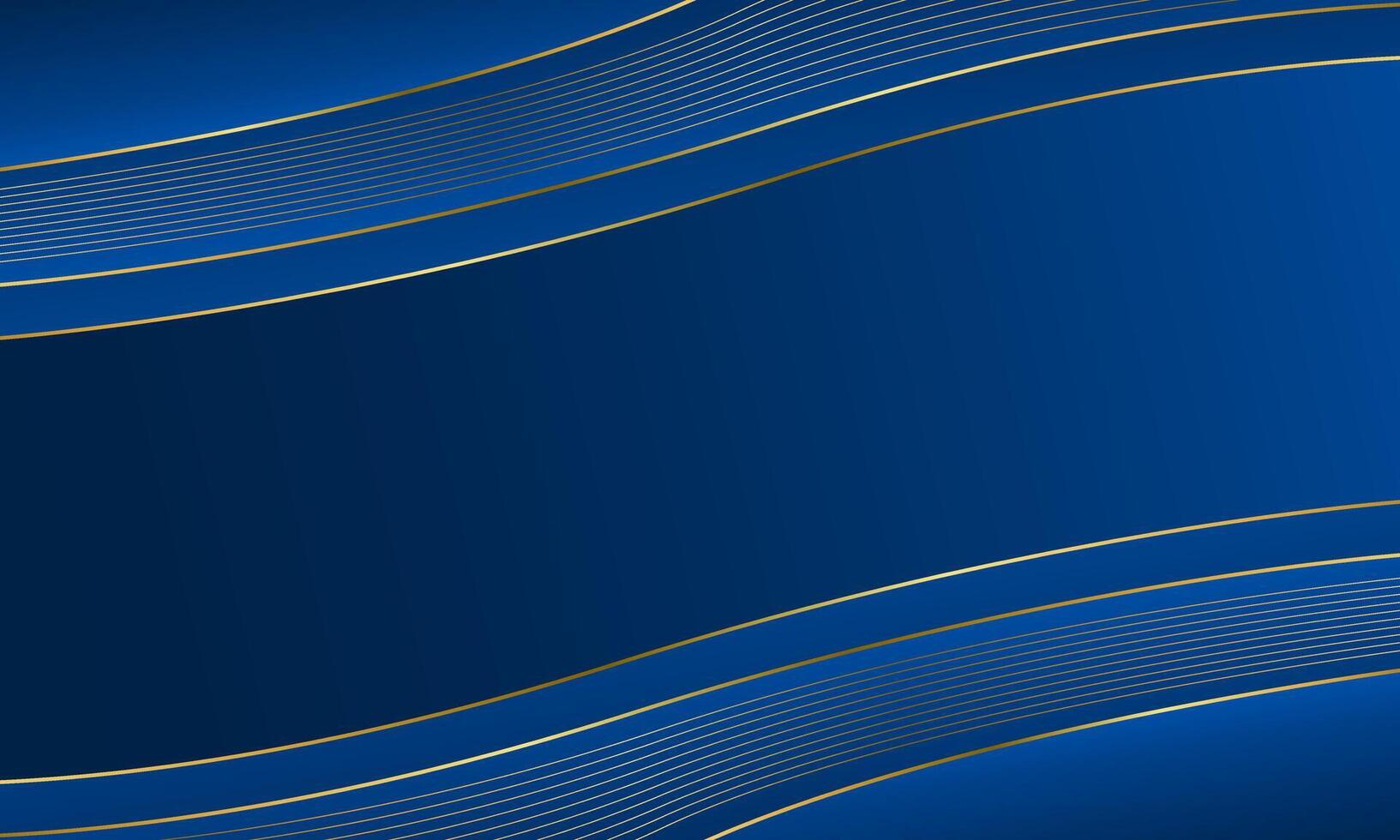 Elegant Blue and Gold Luxury Background with gold lines vector