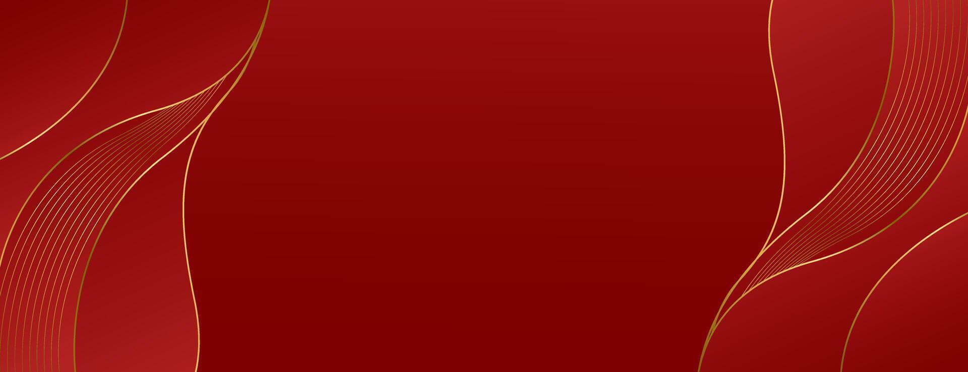 Minimalist Red and Gold Abstract Luxury Banner Background. Modern wave design vector
