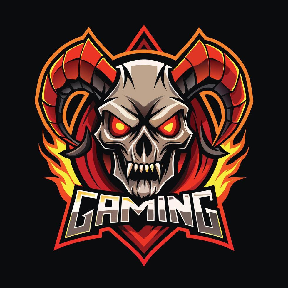Minimalist Skull Head Devil Gaming Emblem vector