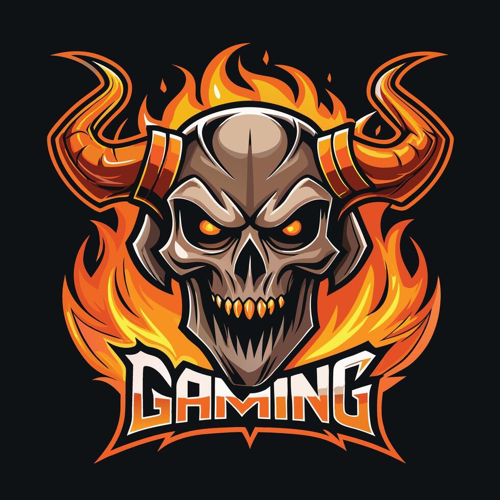 Horned Skull Devil Esports Logo vector