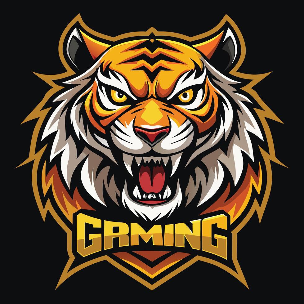 Wild Tiger Mascot Gaming Logo vector