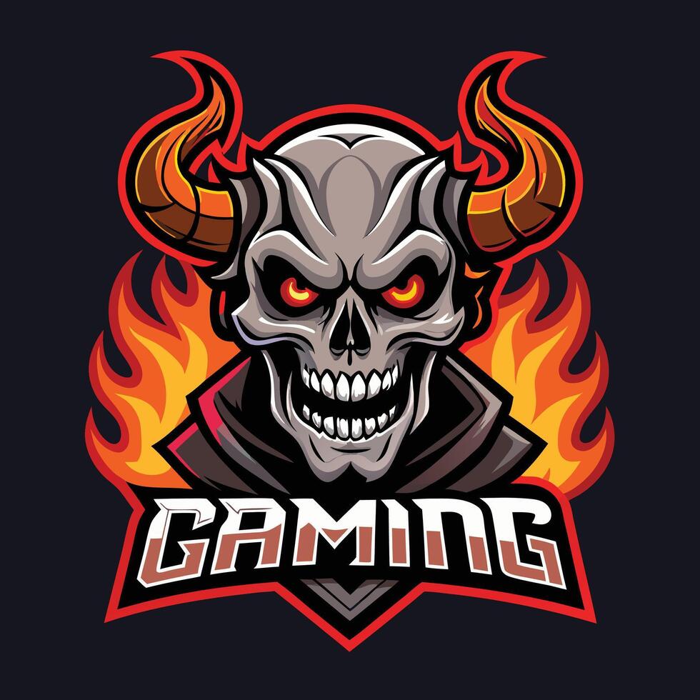 Gothic Skull Head Devil Gaming Logo vector