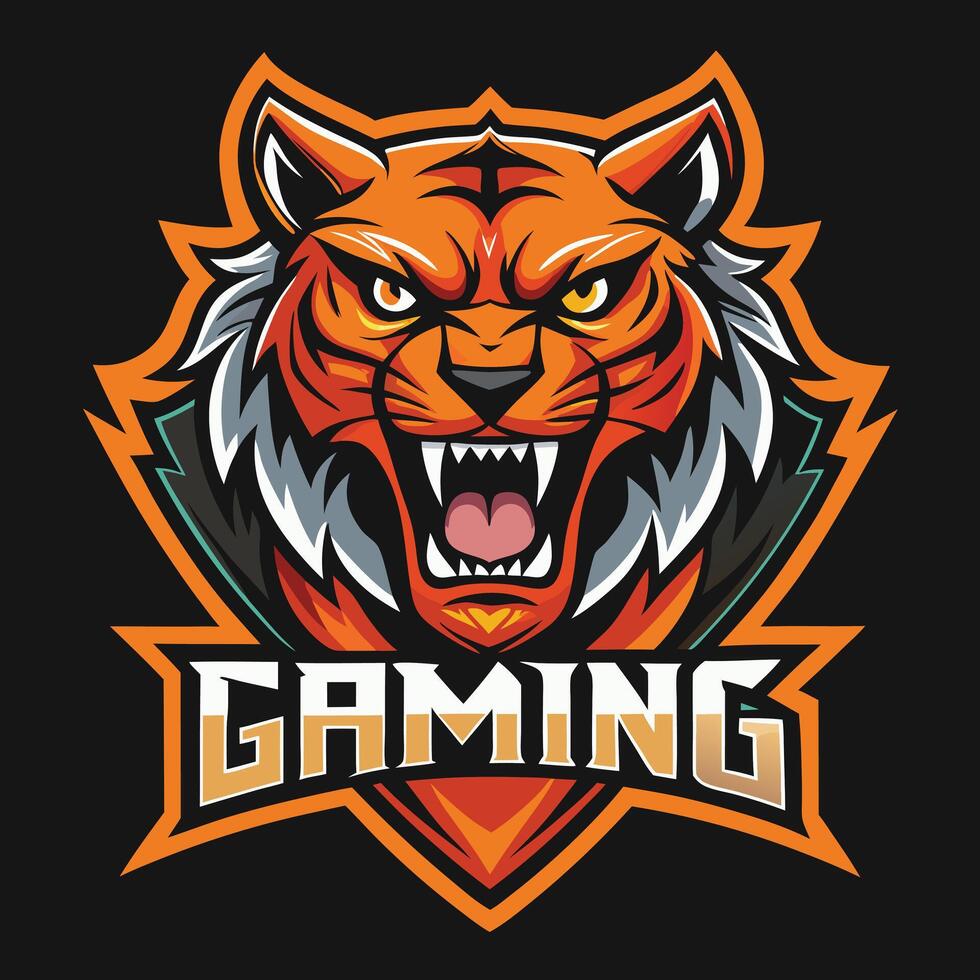Stylized Tiger Gaming Logo vector