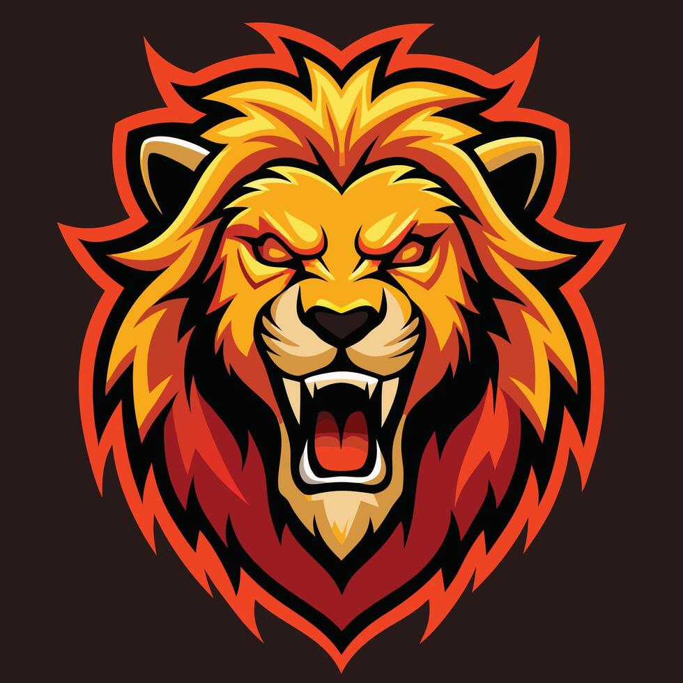 Aggressive Lion Esports logo Design vector