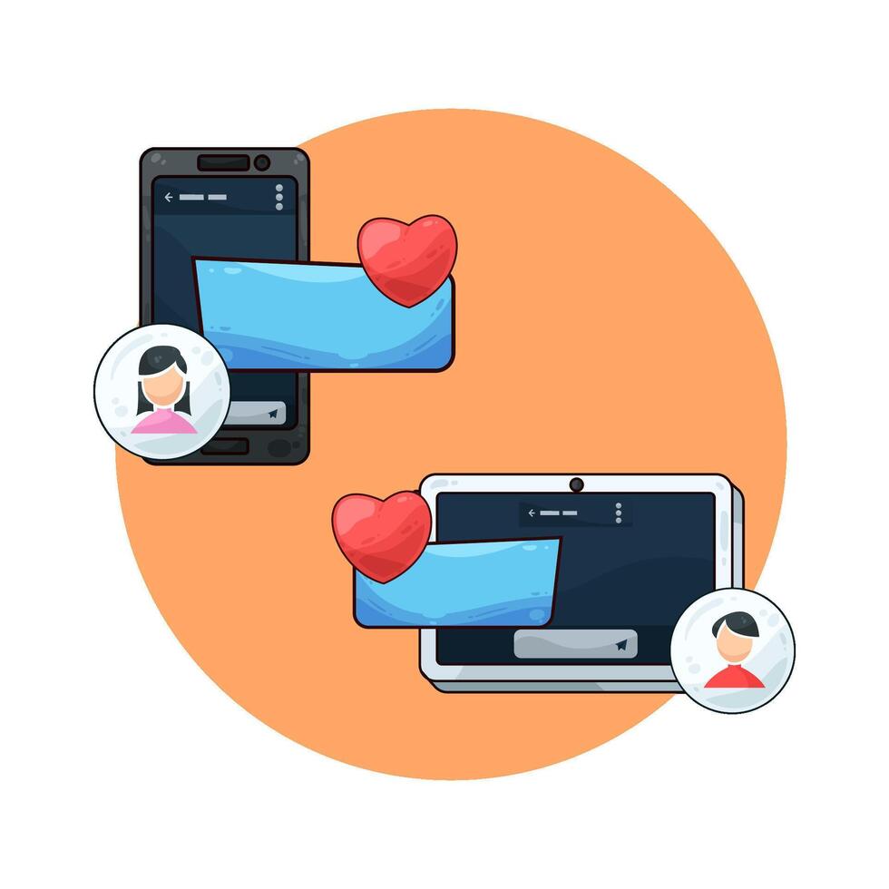 couple with a message of love illustration vector