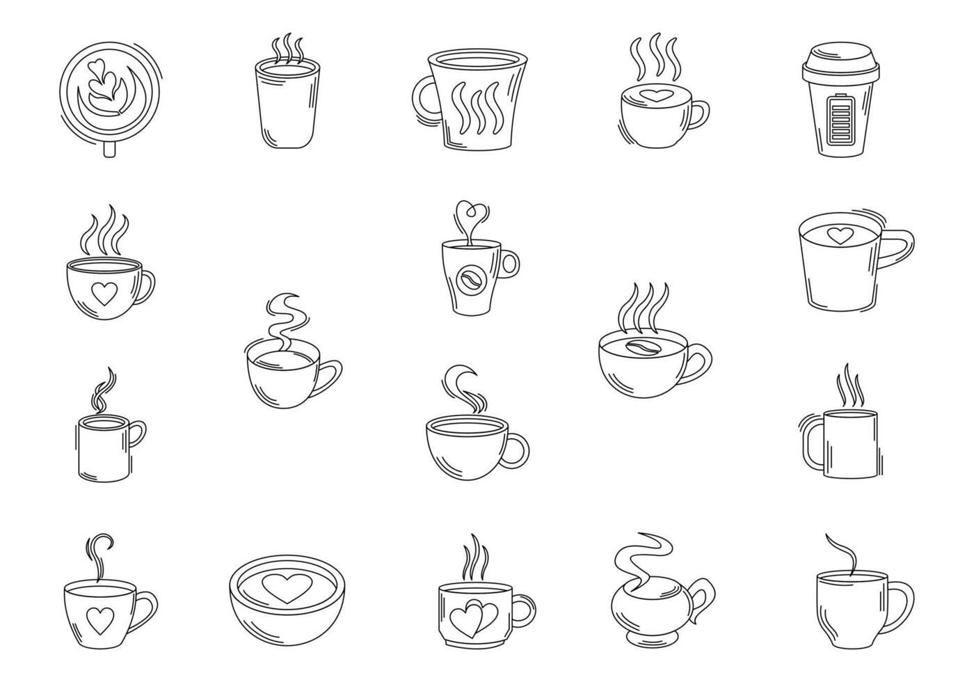 Cute Coffee Cartoon Icon Element Set vector