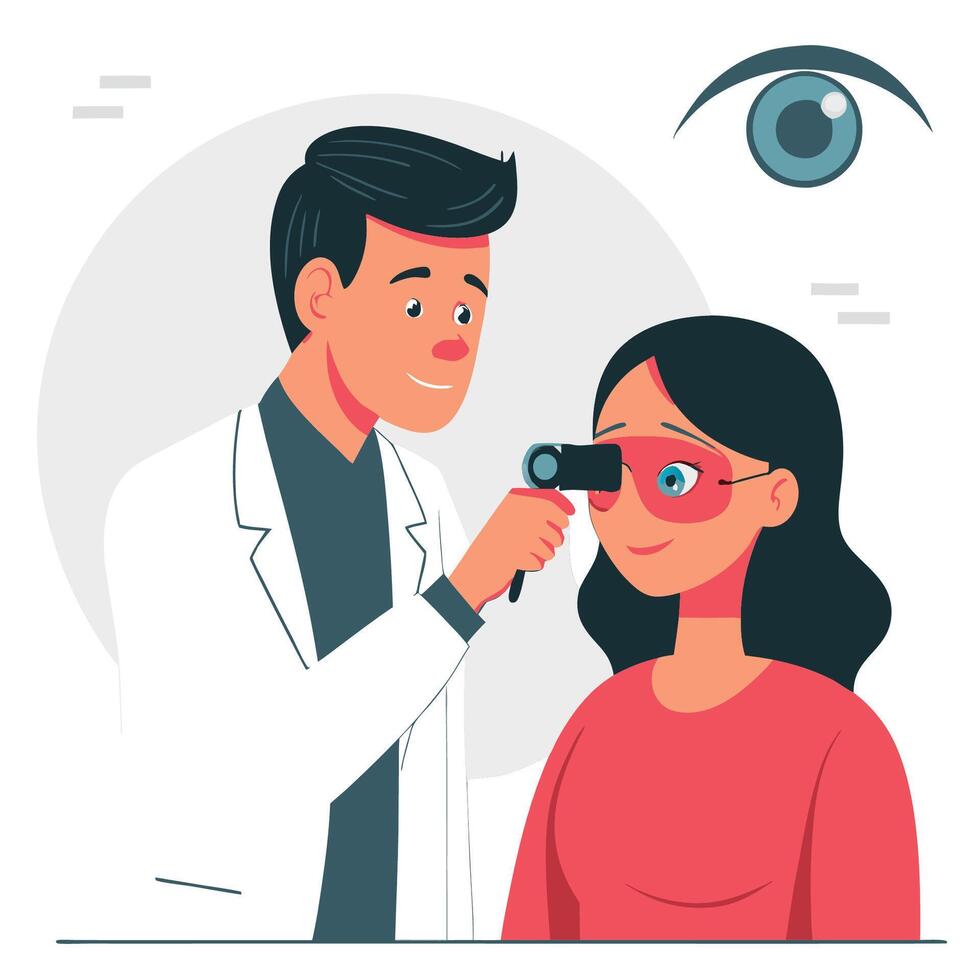 Ophthalmologist Concept Illustration of Eye Exam and Diagnosis vector