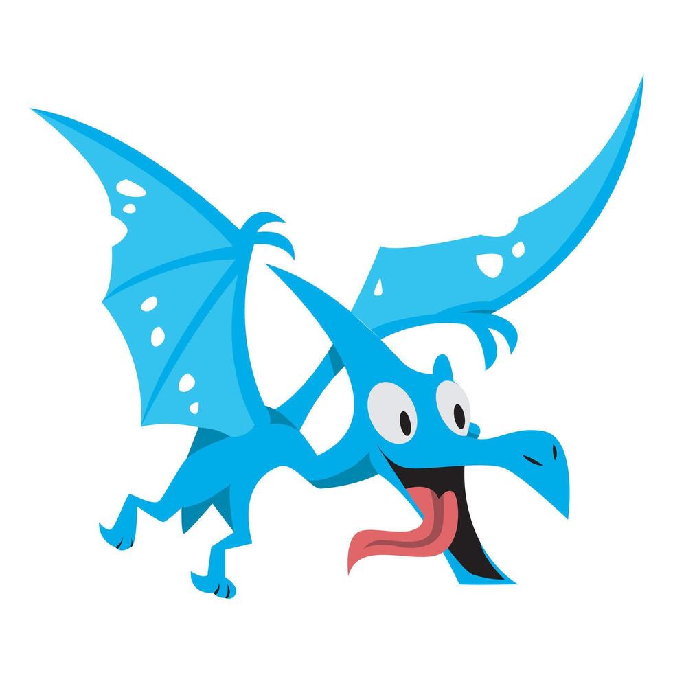 Cute flying prehistoric animal Pteranondon. Cute dino characters for kids vector