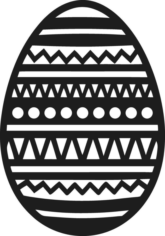 Black Easter Egg Silhouette - Ornamental Geometric Design vector