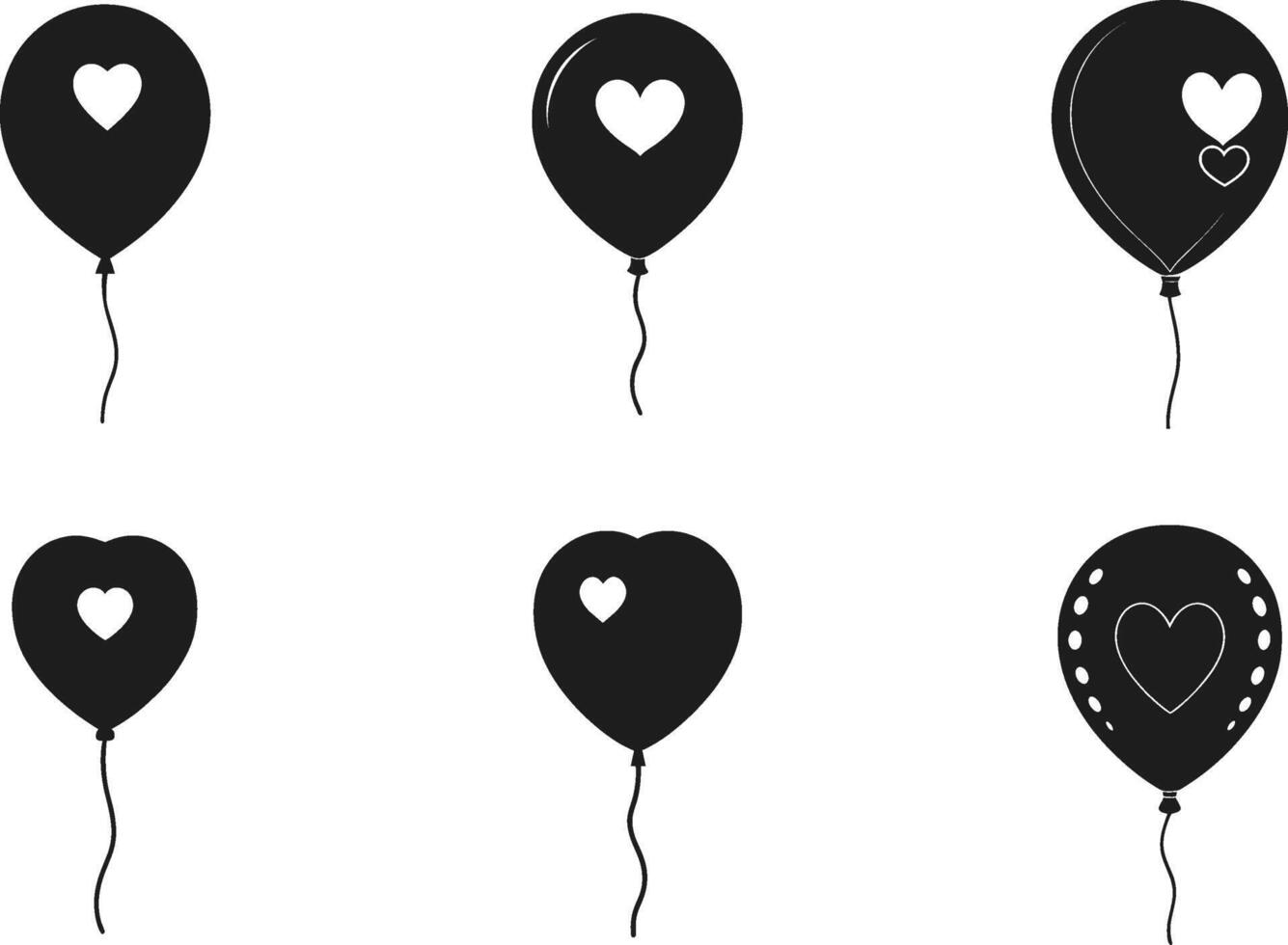 Heart Balloon Silhouette Set - Romantic Illustration for Mother's Day vector