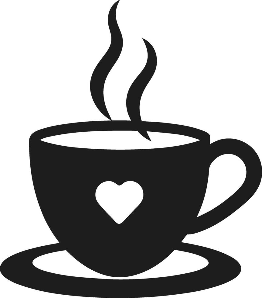 Steaming Coffee Cup with Heart Silhouette - Cozy Mother's Day Cafe Illustration vector