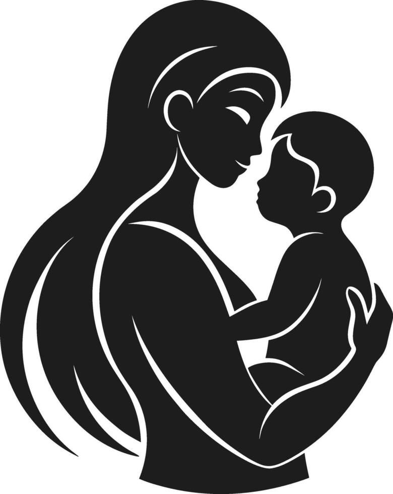 Mother and Baby Silhouette - Heartwarming Mother's Day Illustration vector